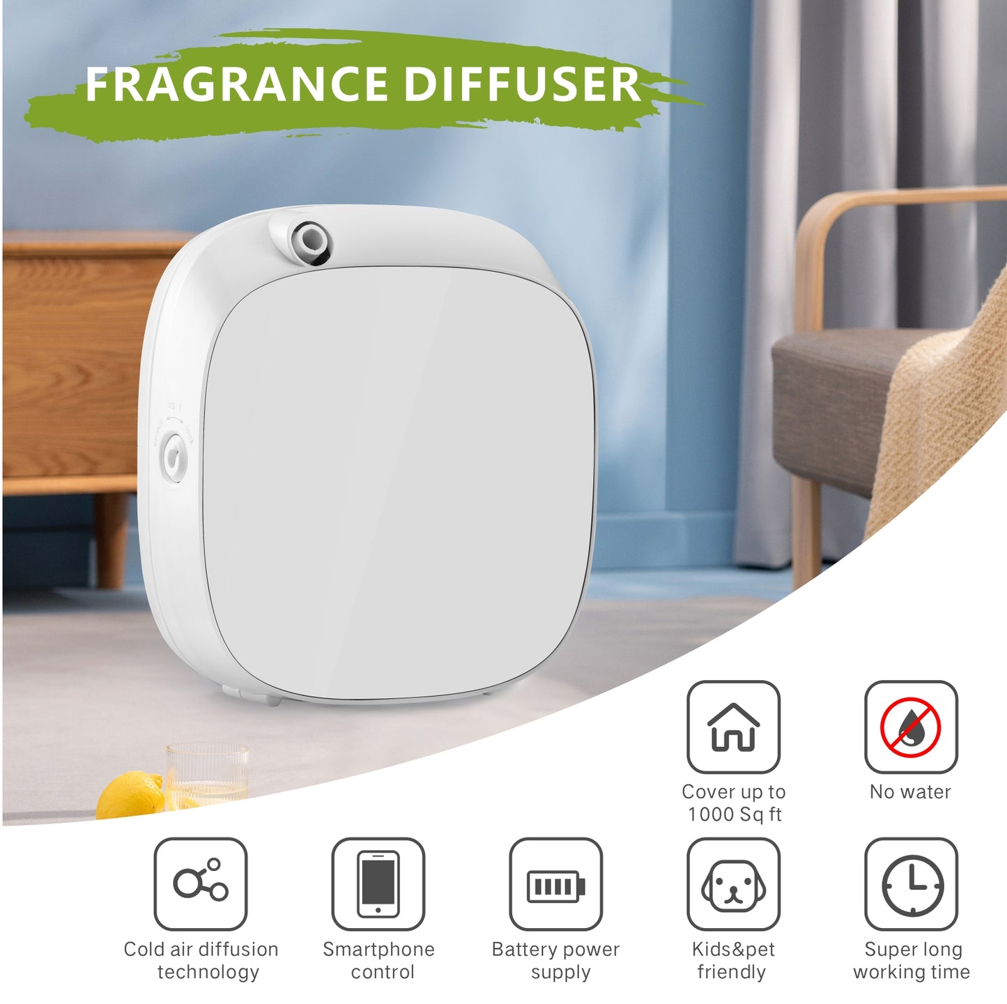 Upgraded Smart Scent Air Machine with Nebulizing Tech for Home, Wall Mounted Cold Air Scent Machine, Waterless Nebulizing Scent Diffuser